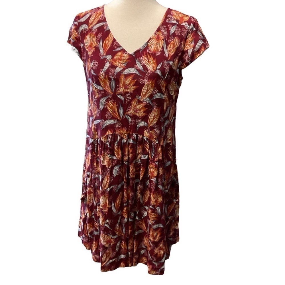 Garnet Hill Summer Day Modern Floral V Neck Dress With Pockets Size 4